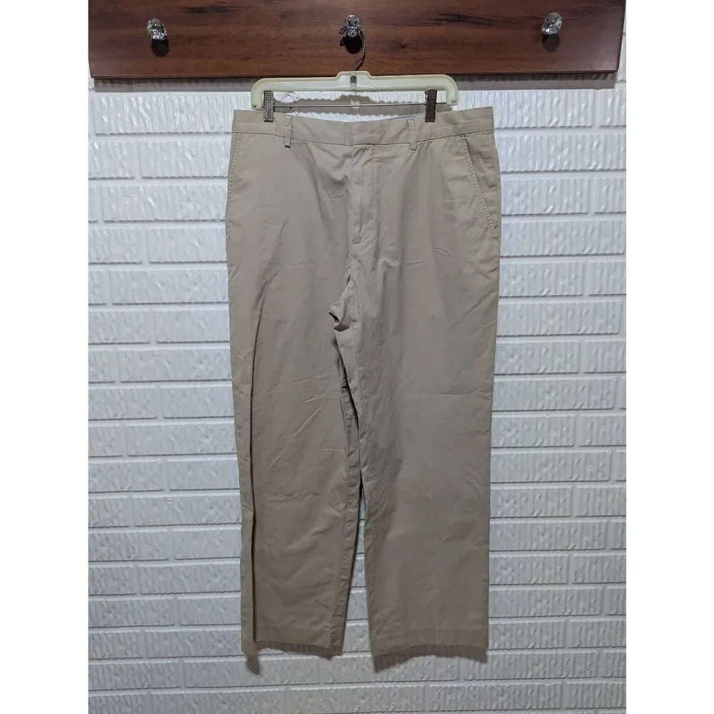 Banana Republic Men's Tan Solid Mid-Rise Cotton Chino Pants Size 36 x 30